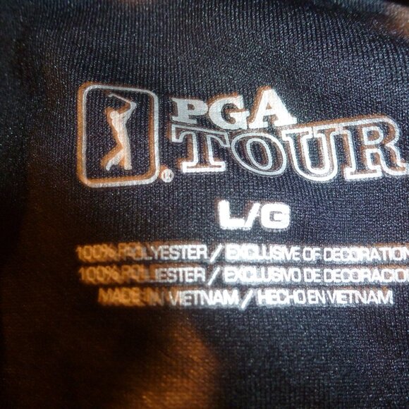 PGA Tour Men's Golf Performance 2 Button Placket Polo Shirt Black/ gray  Sz L - Picture 8 of 11